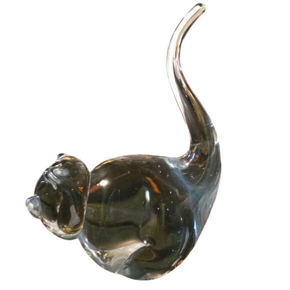 Cat Figurine Crystal Long Tail Artisan Signed Handcrafted - Picture 4 of 14